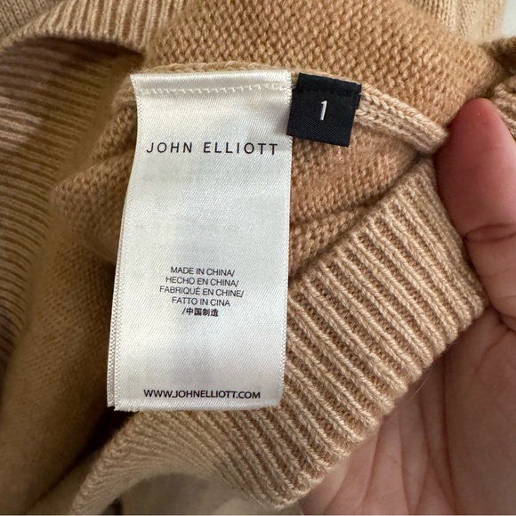 John Elliott Two Tone Cashmere in Camel Almond Pullover - Picture 6 of 13